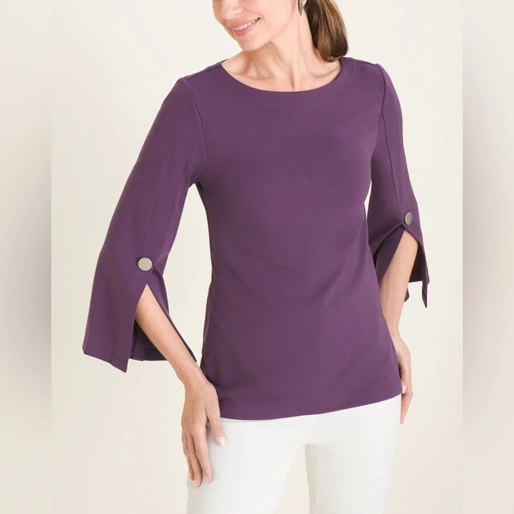 Chico’s • Split-Sleeve Bateau-Neck Top